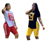 Nueva impresión Conjunto de 2 piezas Mujer 2019 de moda de verano Conjunto de dos piezas Sexy ropa de verano para mujeres y pantalones cortos Conjunto Sportwear