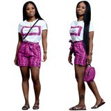 HAOOHU 2019 moda Ocio Carta Imprimir Mujeres Verano Short T Shirt y Snake-line pantalones cortos rectos sueltos 2 conjunto Trajes de Club